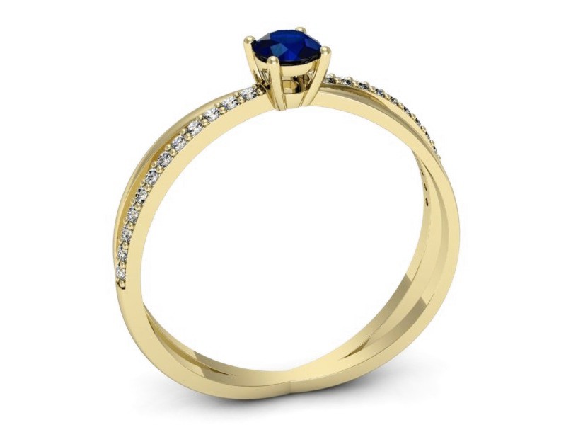 Pierścionek zaręczynowy z szafirem i diamentami - p16329zsz — zdjęcie 3