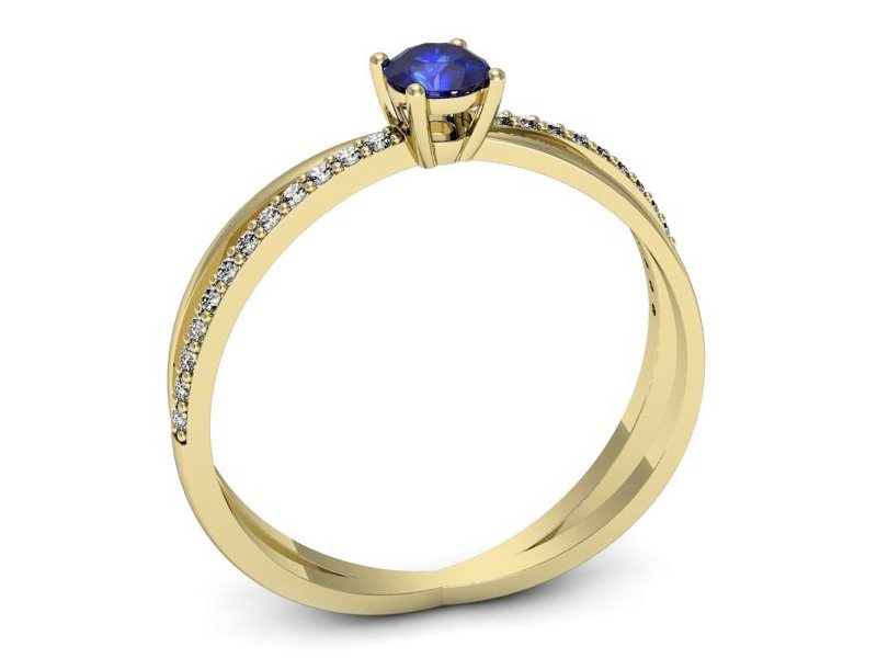 Pierścionek zaręczynowy z szafirem i brylantami - p16329zszc — zdjęcie 3