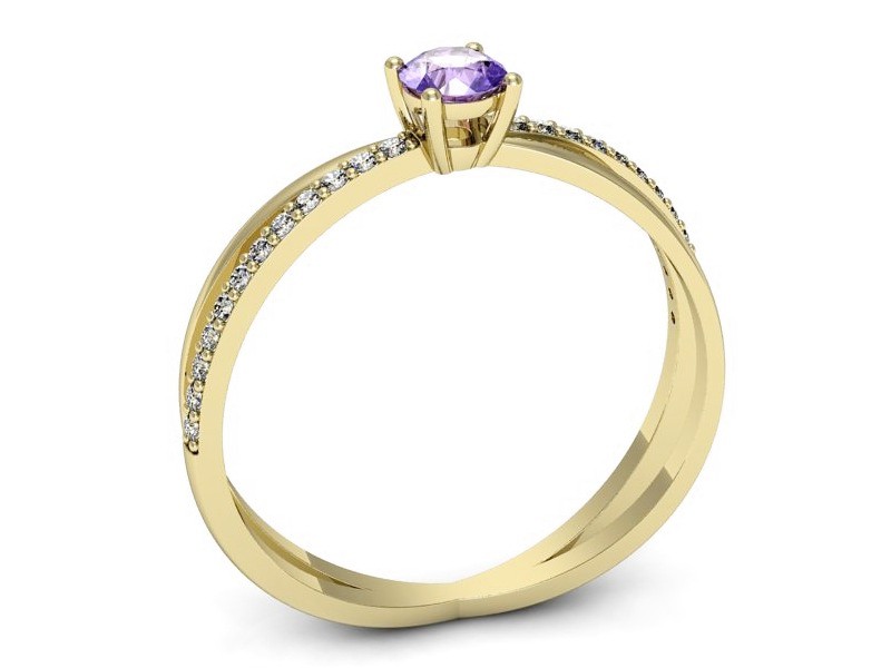 Pierścionek z tanzanitem i brylantami żółte złoto - p16329zt — zdjęcie 3
