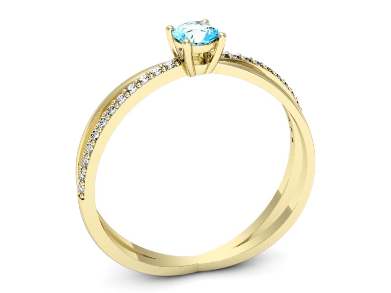 Złoty pierścionek z topazem i brylantami - p16329ztp — zdjęcie 3
