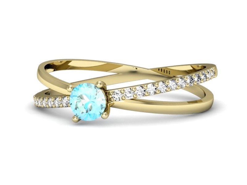 Złoty pierścionek z topazem i brylantami - p16329ztp — zdjęcie 2