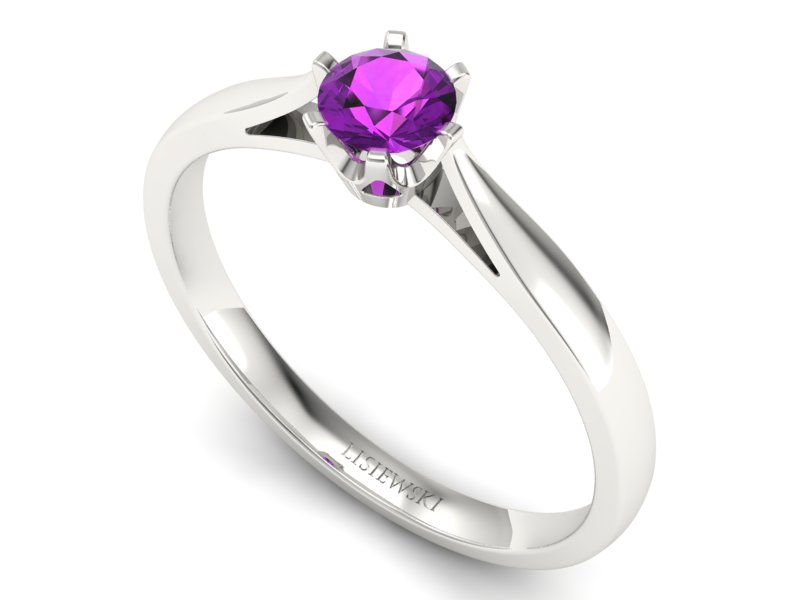 Złoty pierścionek z ametystem białe złoto - p16330bat — zdjęcie 3