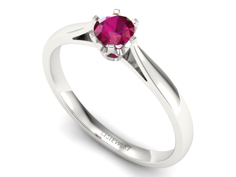 Złoty pierścionek z rubinem białe złoto - p16330br — zdjęcie 3