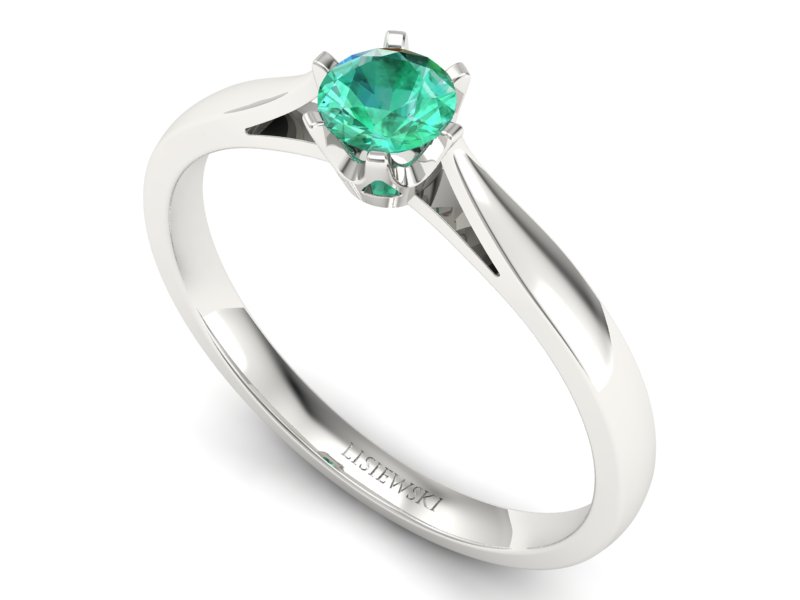 Złoty pierścionek ze szmaragdem białe złoto - p16330bsm — zdjęcie 3