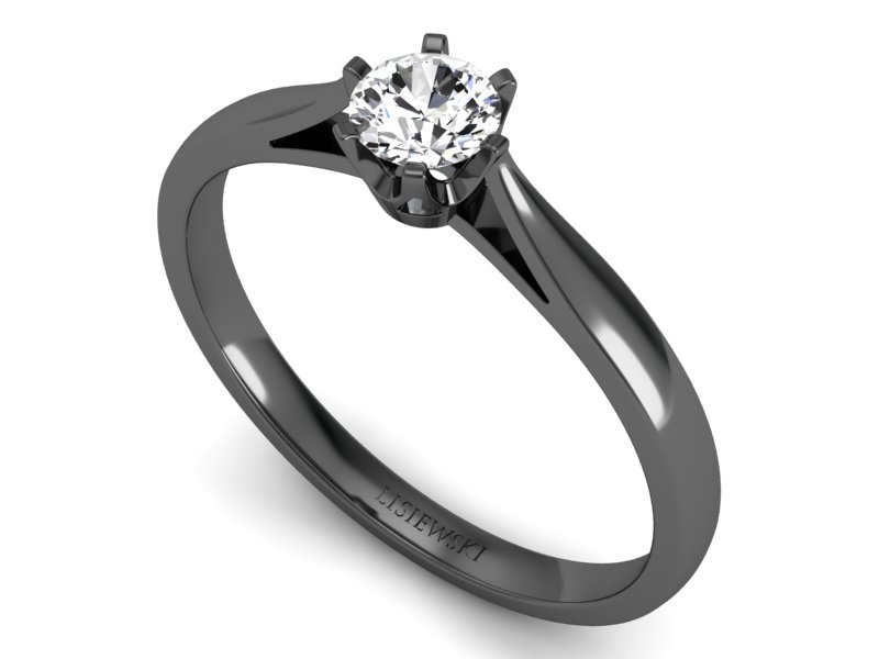 Złoty pierścionek z diamentem czarne złoto - p16330cz — zdjęcie 3