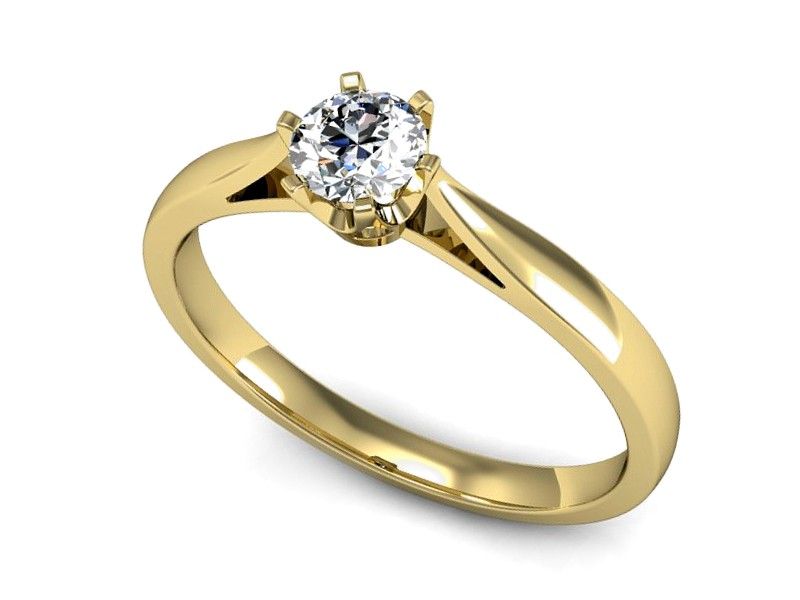 Złoty pierścionek zaręczynowy z diamentem żółte złoto - p16330z