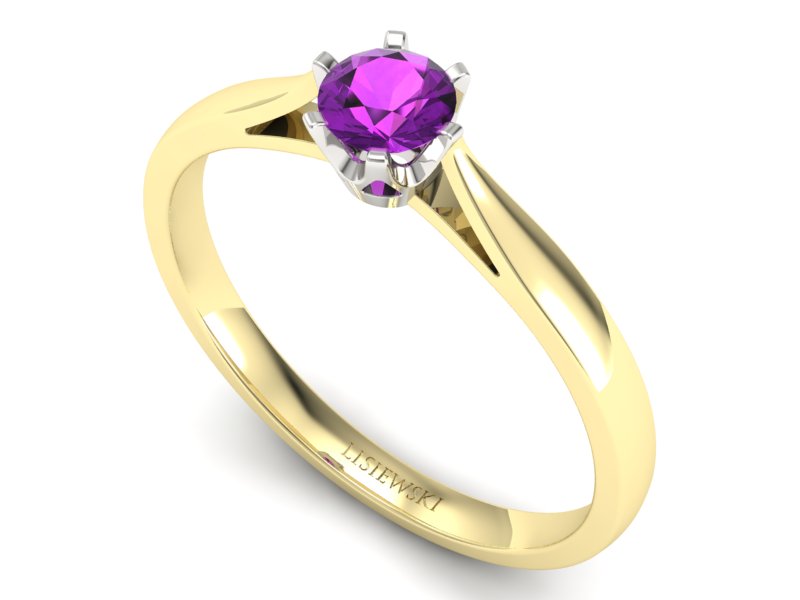 Pierścionek z ametystem żółte i białe złoto - p16330zbat — zdjęcie 3