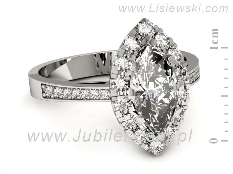 Złoty pierścionek z diamentami białe złoto - p16331b — zdjęcie 2