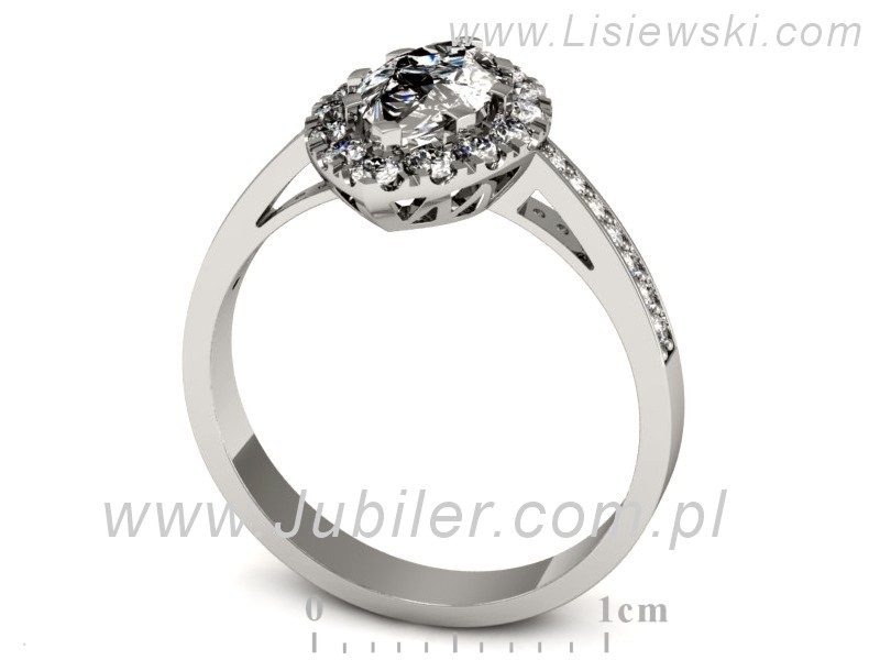 Złoty pierścionek z diamentami białe złoto - p16331b — zdjęcie 3