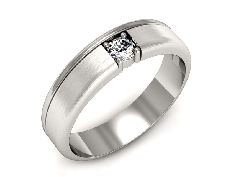 Złoty pierścionek z diamentem w białym złocie - p16332bmp — zdjęcie 4