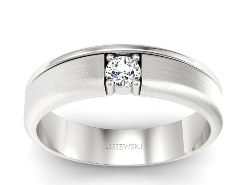 Złoty pierścionek z diamentem w białym złocie - p16332bmp