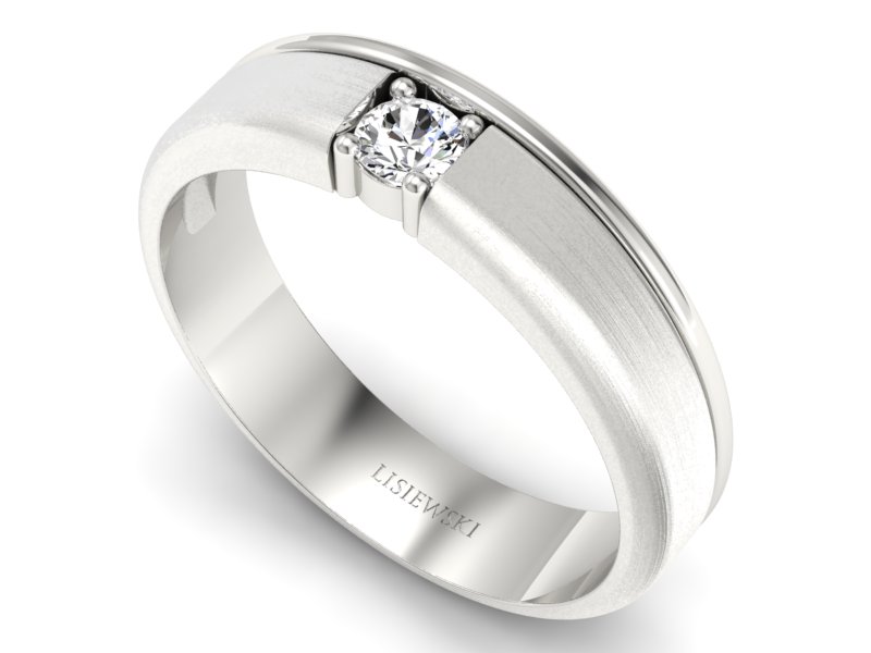 Złoty pierścionek z diamentem w białym złocie - p16332bmp — zdjęcie 3