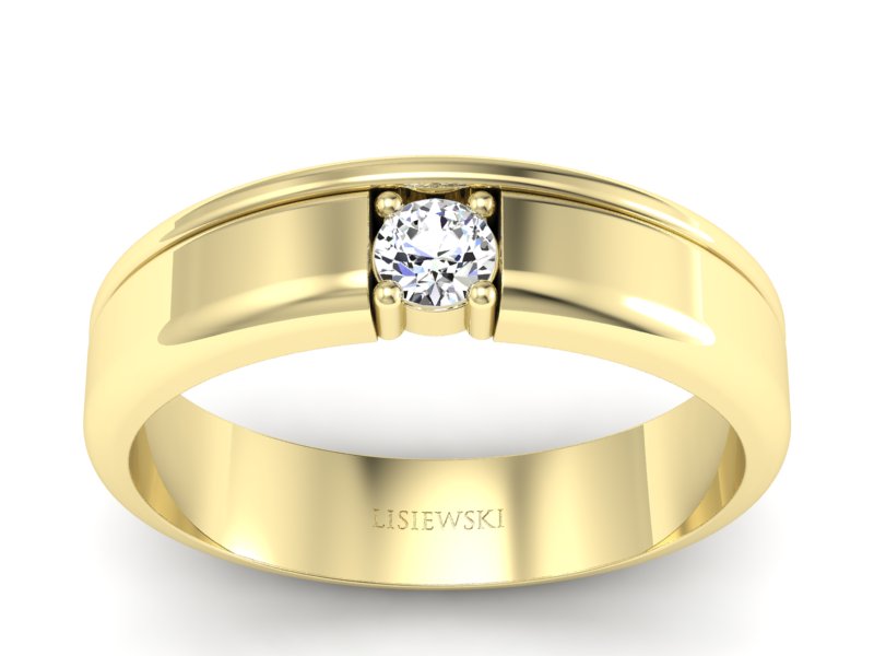 Złoty pierścionek z brylantem żółte złoto - p16332z
