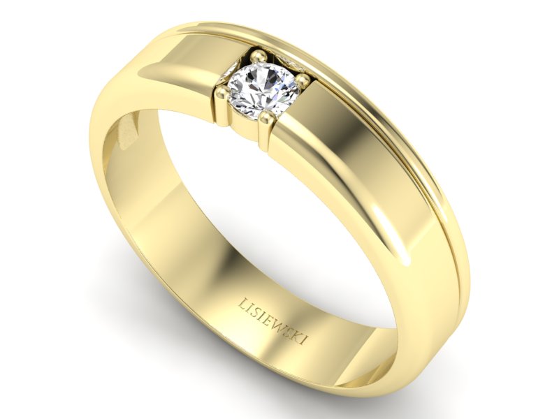 Złoty pierścionek z brylantem żółte złoto - p16332z — zdjęcie 3