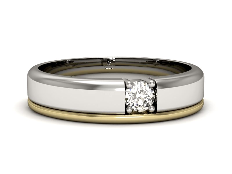 Pierścionek z diamentem żółte i białe złoto - p16332zb — zdjęcie 5