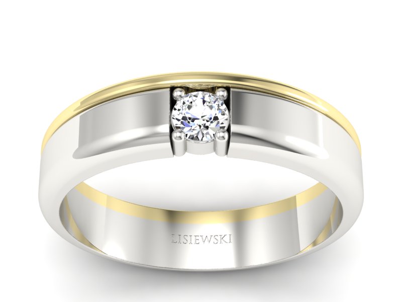 Pierścionek z diamentem żółte i białe złoto - p16332zb