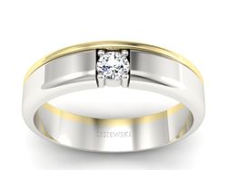 Pierścionek z diamentem żółte i białe złoto 585 - p16332zb