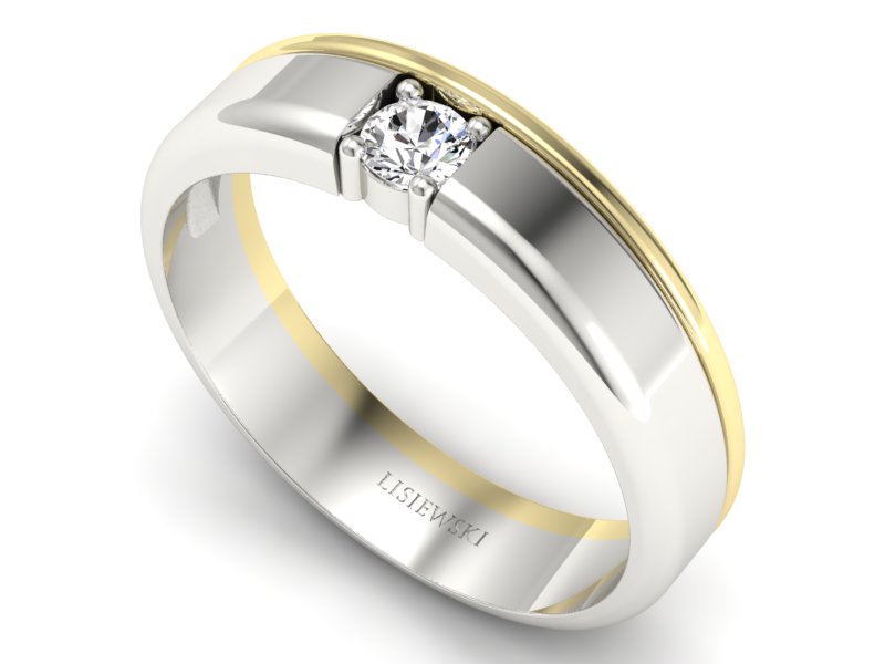 Pierścionek z diamentem żółte i białe złoto - p16332zb — zdjęcie 3