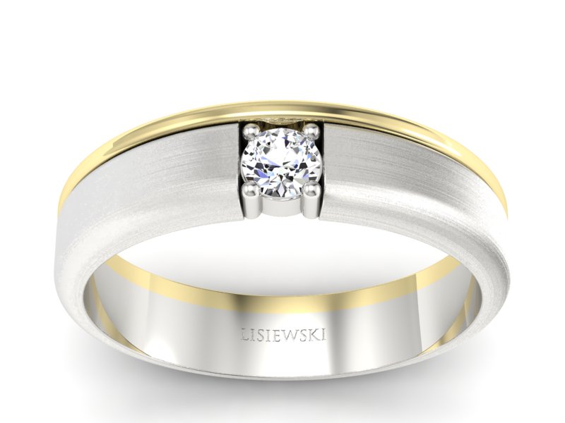 Pierścionek z diamentem żółte i białe złoto - p16332zbmp