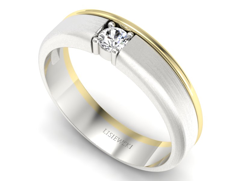 Pierścionek z diamentem żółte i białe złoto - p16332zbmp — zdjęcie 3