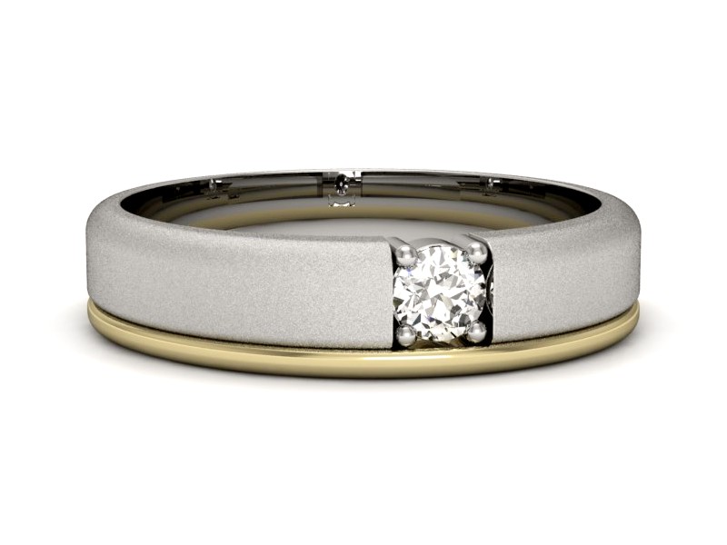 Pierścionek z diamentem żółte i białe złoto - p16332zbms — zdjęcie 5