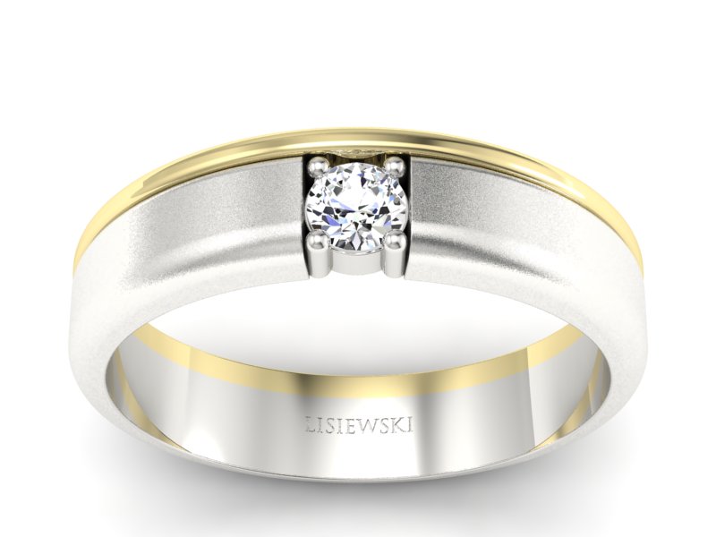 Pierścionek z diamentem żółte i białe złoto - p16332zbms