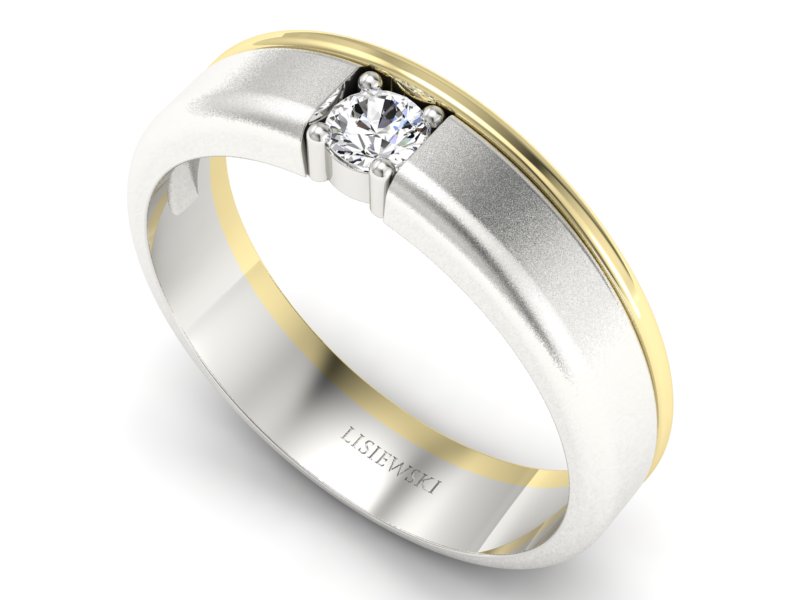 Pierścionek z diamentem żółte i białe złoto - p16332zbms — zdjęcie 3