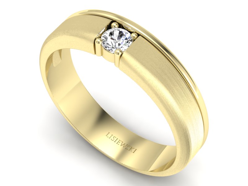 Złoty pierścionek z brylantem żółte złoto - p16332zms — zdjęcie 3