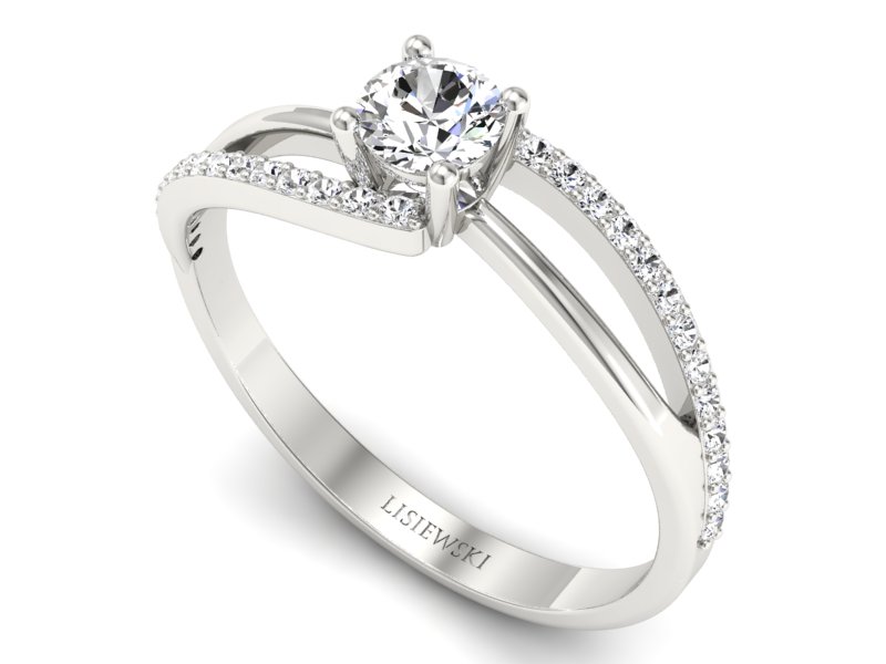 Złoty pierścionek z brylantami białe złoto - p16333b — zdjęcie 3