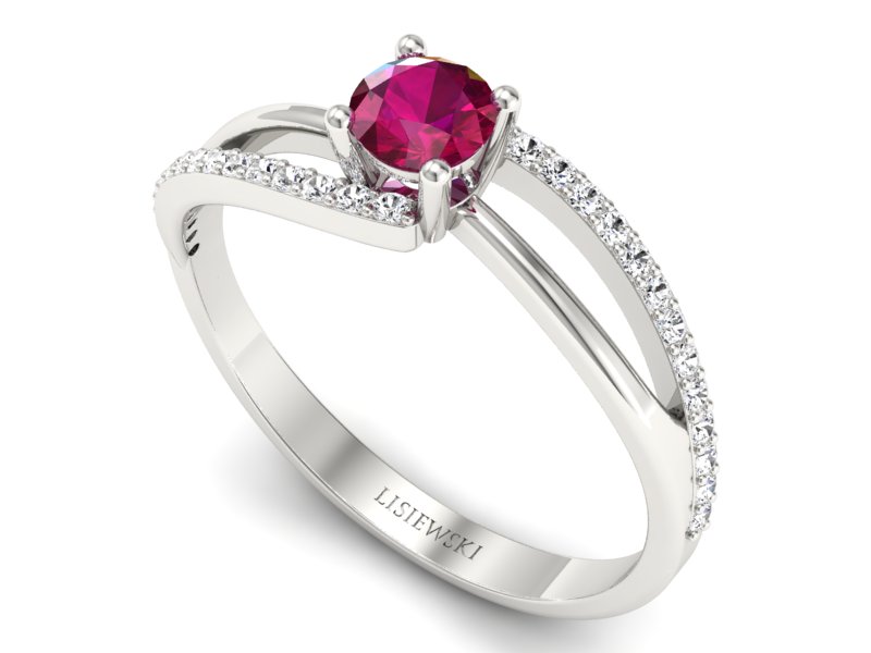 Pierścionek z rubinem i brylantami białe złoto - p16333br — zdjęcie 3