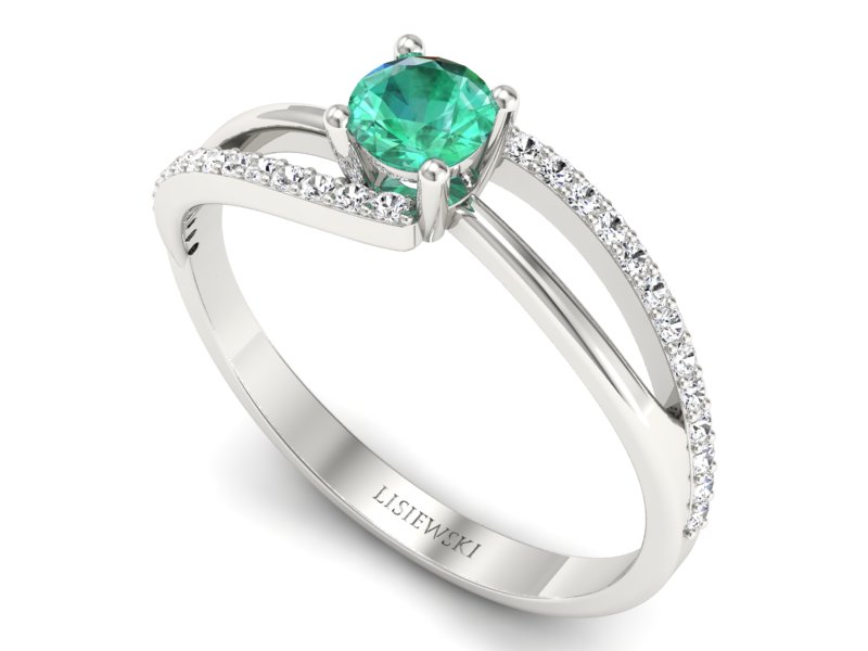 Złoty pierścionek ze szmaragdem i brylantami - p16333bsm — zdjęcie 3