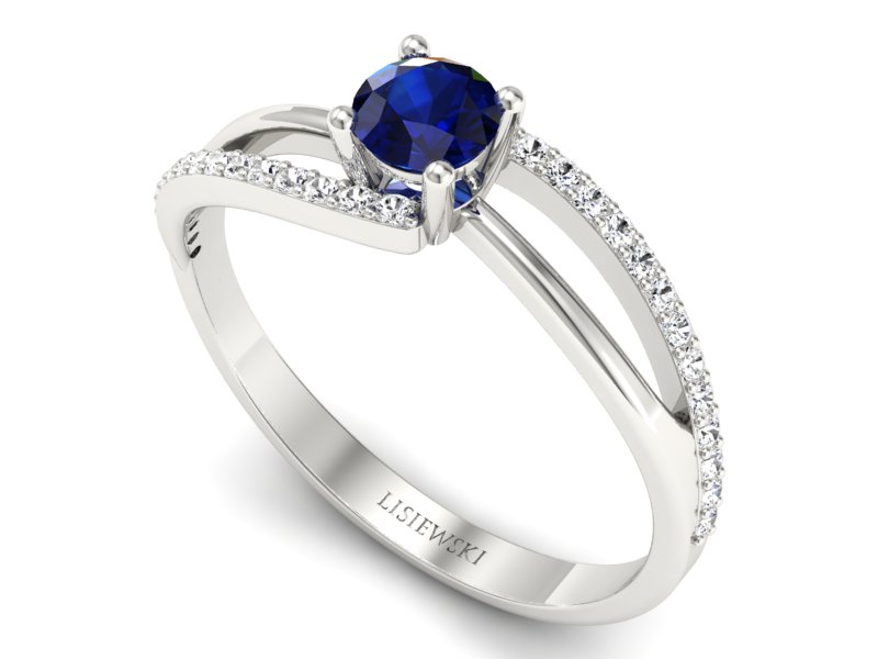 Pierścionek zaręczynowy z szafirem i brylantami - p16333bsz — zdjęcie 3