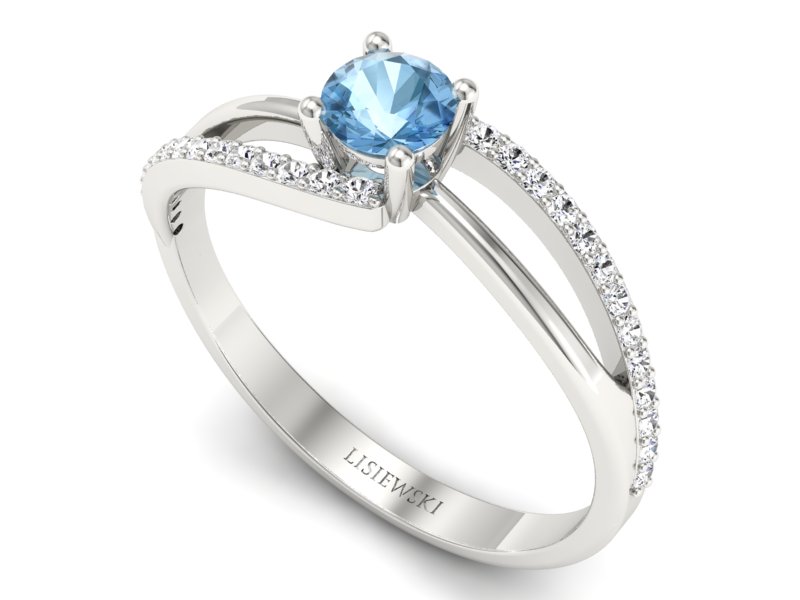 Złoty pierścionek z topazem i brylantami - p16333btp — zdjęcie 3