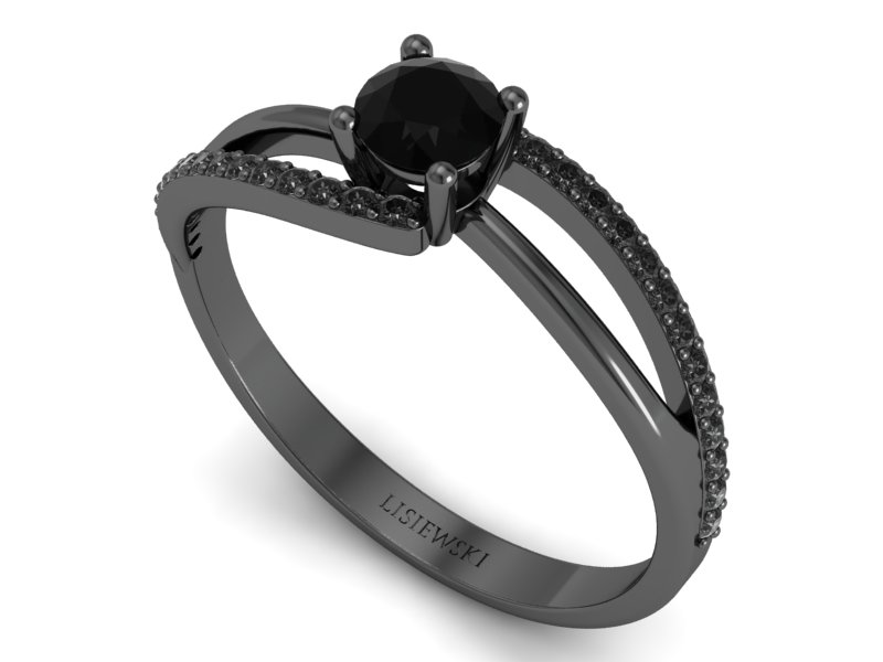 Pierścionek zaręczynowy z czarnymi diamentami - p16333czcd — zdjęcie 3