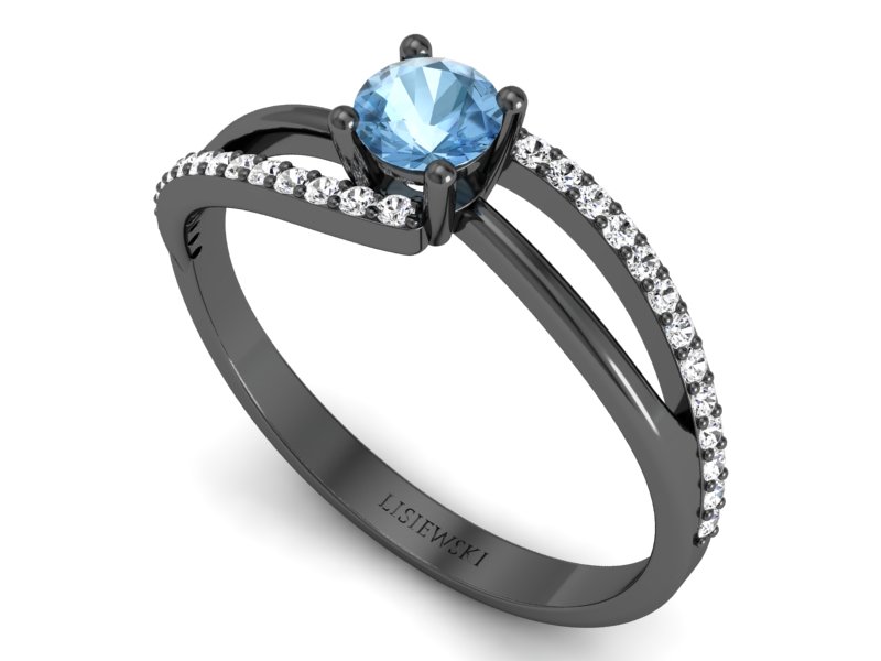 Czarne złoto Pierścionek z topazem i brylantem - p16333cztp — zdjęcie 3