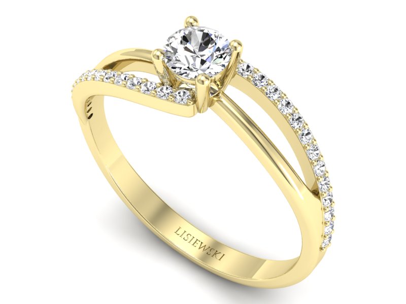 Złoty pierścionek z brylantami żółte złoto - p16333z — zdjęcie 3