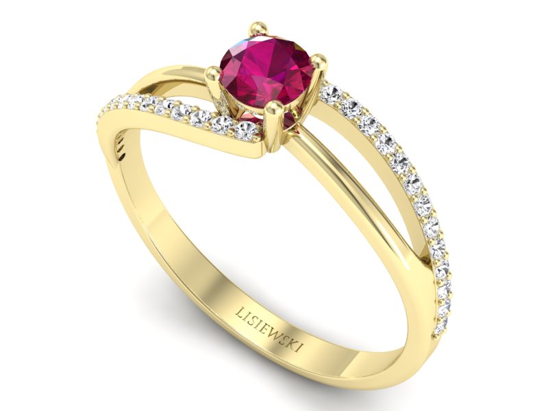 Pierścionek z rubinem i brylantami - p16333zr — zdjęcie 3