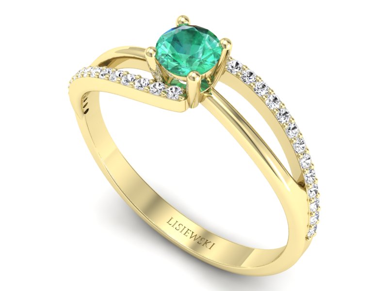 Złoty pierścionek ze szmaragdem i brylantami - p16333zsm — zdjęcie 3