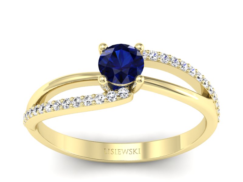 Zaręczynowy pierścionek z szafirem i brylantami - p16333zsz