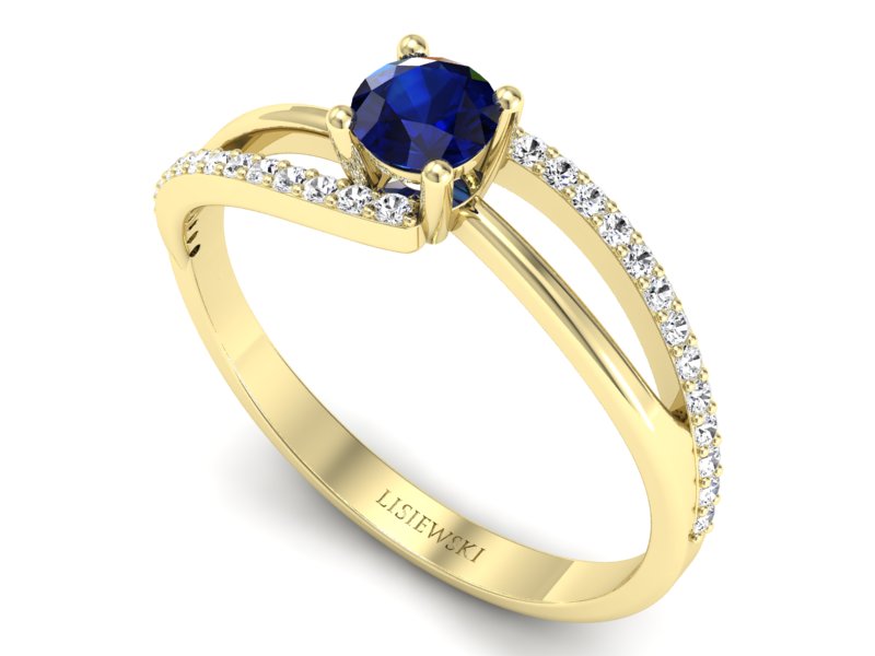 Zaręczynowy pierścionek z szafirem i brylantami - p16333zsz — zdjęcie 3
