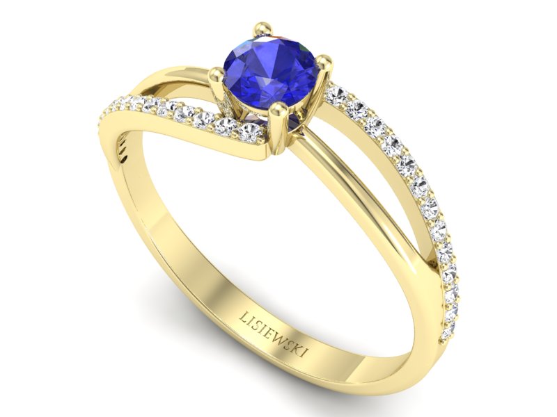 Pierścionek z szafirem i brylantami zloty - p16333zszc — zdjęcie 3