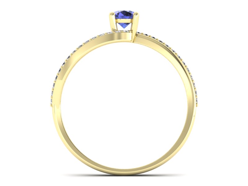 Pierścionek z tanzanitem i brylantami żółte złoto - p16333zt — zdjęcie 2