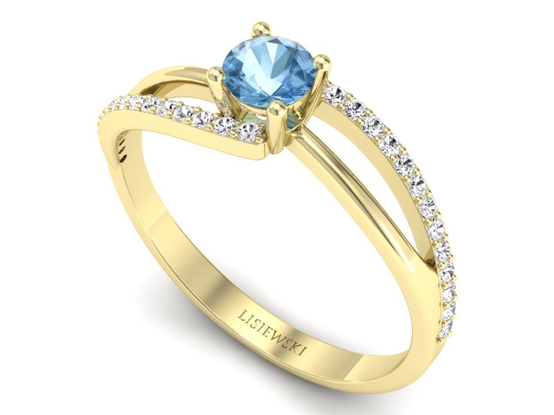 Złoty pierścionek z topazem i brylantami - p16333ztp — zdjęcie 3