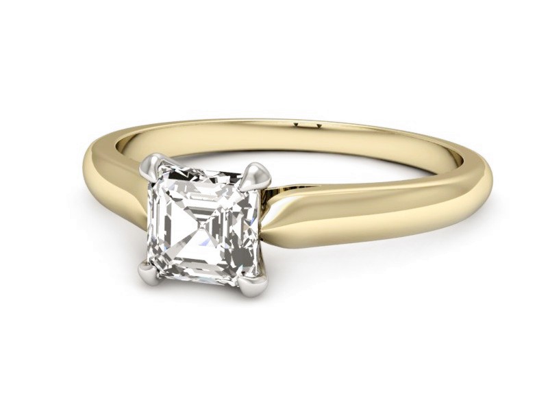 Pierścionek z diamentem żółte białe złoto - p16337zb — zdjęcie 2