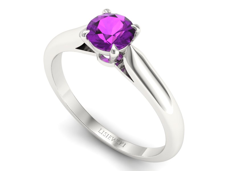 Złoty pierścionek z ametystem białe złoto - p16338bat — zdjęcie 3