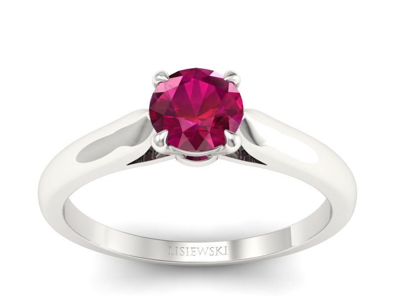 Złoty pierścionek z rubinem białe złoto - p16338br