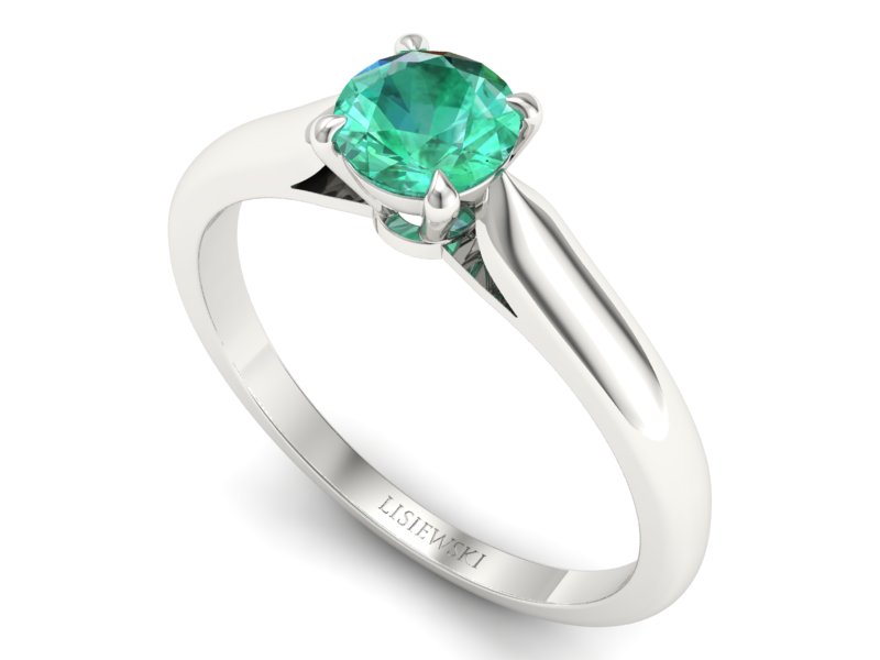 Złoty pierścionek ze szmaragdem białe złoto - p16338bsm — zdjęcie 3