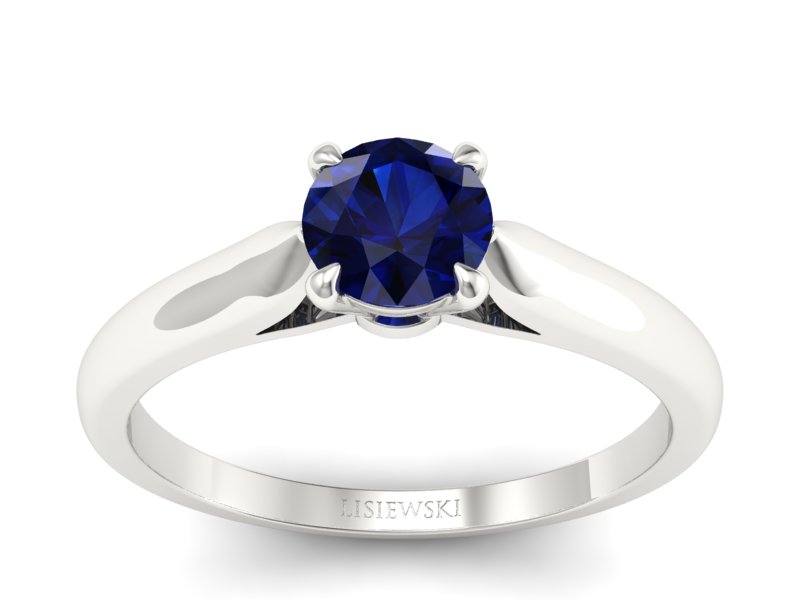 Złoty pierścionek z szafirem białe złoto - p16338bsz