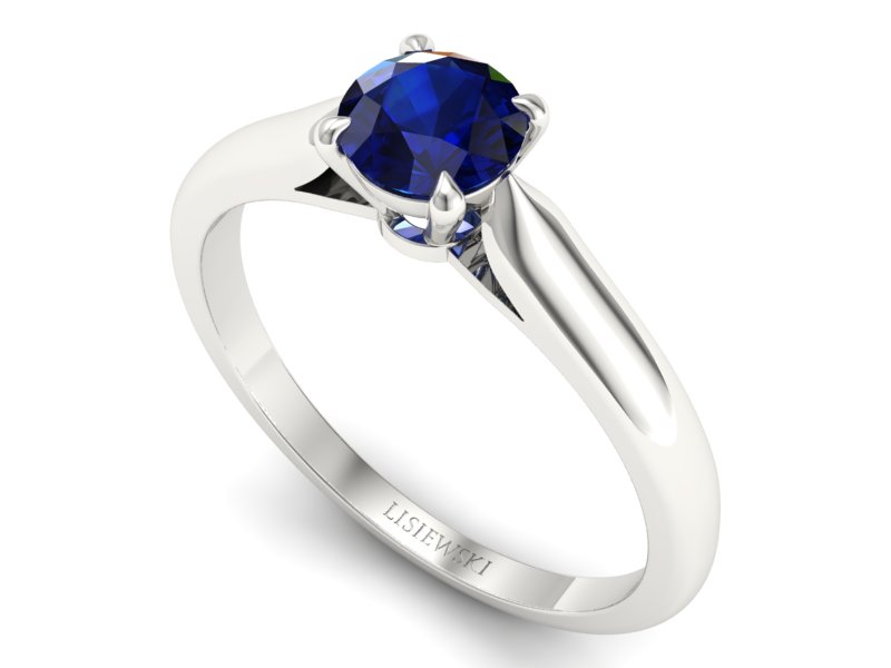 Złoty pierścionek z szafirem białe złoto - p16338bsz — zdjęcie 3