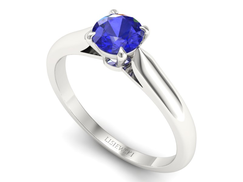 Złoty pierścionek z szafirem białe złoto - p16338bszc — zdjęcie 3